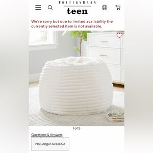 Pottery Barn Teen Large Channel Cloud Ivory Bean Bag Chair Slipcover Only NEW